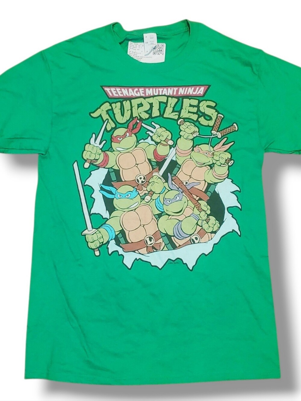 Men Teenage Mutant Ninja Turtles Retro Tear Through T-Shirt TMNT NEW Green Small